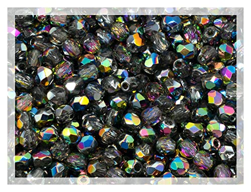 25 g (ca. 600 Stk.) Facettierte Schliffperlen Tschechische Kristall 3mm, Kristall Vitrail 00030-28101 Glasperlen Feuerpoliert von Bohemia Crystal Valley