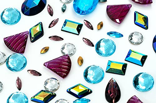 25 g Überraschungsmix aus kleinen und großen Glas-Strasssteinen und aufnähbaren Kristallen für Schmuck und Kleiderdesign von Bohemia Crystal Valley