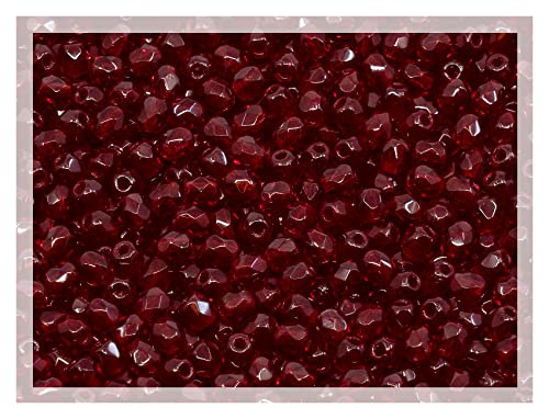 25 gr Facettierte Schliffperlen Tschechische Kristall 3mm, Ruby Rot 90100, Glasperlen Feuerpoliert, Großhandlespackung von Bohemia Crystal Valley