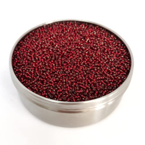 250 g Rocailles PRECIOSA seed beads, 10/0 (approx. 2.3 mm) garnet silver lined (Rocailles preciosa Samenperlen Granat rot Silber) von Bohemia Crystal Valley