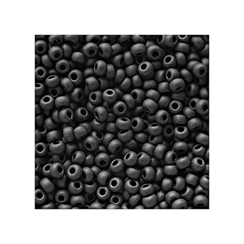 250 g Rocailles PRECIOSA seed beads, 11/0 (approx. 2.1 mm) jet black mat (Rocailles preciosa Samenperlen) von Bohemia Crystal Valley
