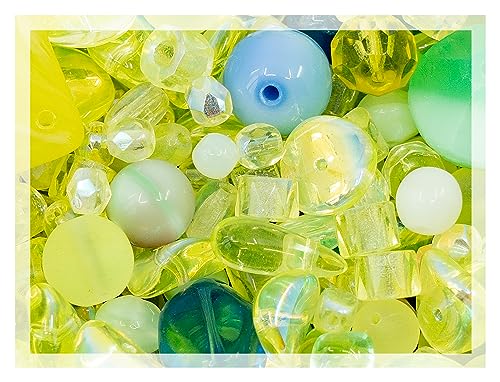 25g Leuchten unter UV-Strahlung Kristall-Glasperlen-Mix, verschiedene Größen und Farben, Uran-Tschechische Vintage-Glasperlen-Mix von Bohemia Crystal Valley