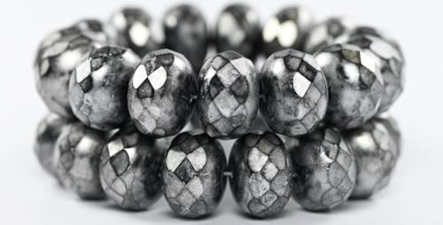 30 pcs Faceted Special Cut Rondelle Fire Polished Beads, Black Hematite 86700 (23980-14400-86700), 13 x 9 mm, Glass, Czech Republic von Bohemia Crystal Valley