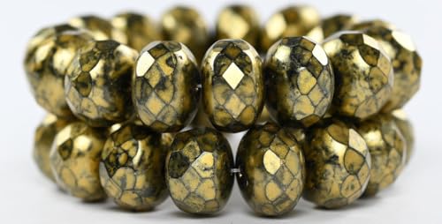 30 pcs Faceted Special Cut Rondelle Fire Polished Beads, Black Hematite 86720 (23980-14400-86720), 13 x 9 mm, Glass, Czech Republic von Bohemia Crystal Valley