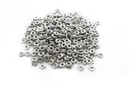 300pcs Demi Round O-Bead Circular Spacer Perlen 4 mm, Schwarze antike silberne Patina (23980-81002), Böhmisches Kristall Glas, Tschechien 11144003 Großhandlespackung von Bohemia Crystal Valley