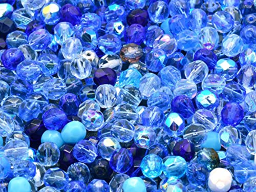 300pcs Feuerpolierte facettierte Perlen rund 6 mm, Mixed Colors Blue, Böhmisches Kristall Glas, Tschechien 15119001 Großhandlespackung Fire Polished Faceted Beads Round 300pcs Feuerpolierte facettierte Perlen rund 6 mm, Mixed Colors Blue, Böhmisches Kristall Glas, Tschechien 15119001 Großhandlespackung Fire Polished Faceted Beads Round von Bohemia Crystal Valley