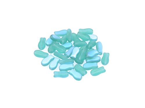 300pcs Fischförmige Perlen 9 x 5 mm, Transparent grüne Emerald Matte AB (50710-84110-28701-), Böhmisches Kristall Glas, Tschechien 11109016 Großhandlespackung Fish Shaped Beads von Bohemia Crystal Valley