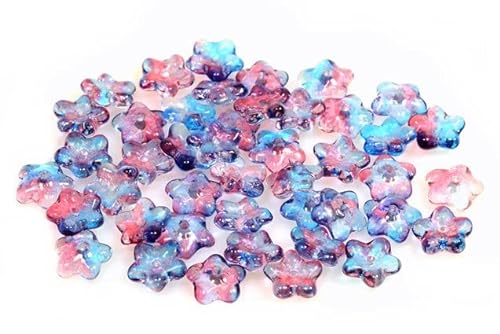 30pcs Drückte Perlenblume 8 mm, Kristallblau-rot transparent gefärbt (30-48013), Böhmisches Kristall Glas, Tschechien 11174210 Pressed Beads Flower von Bohemia Crystal Valley