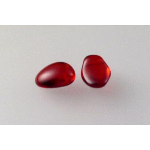 30pcs Tulpe Blütenblätterperlen 6 x 8 mm, Transparent rot (90090), Böhmisches Kristall Glas, Tschechien 11169803 Tulip Petal Beads von Bohemia Crystal Valley