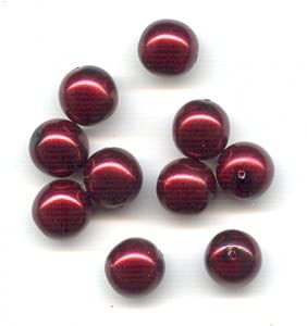 36 stk Imitation pearl glass beads round, 6 mm burgundy (Nachahmung Pearl Glasperlen rund Burgund) von Bohemia Crystal Valley