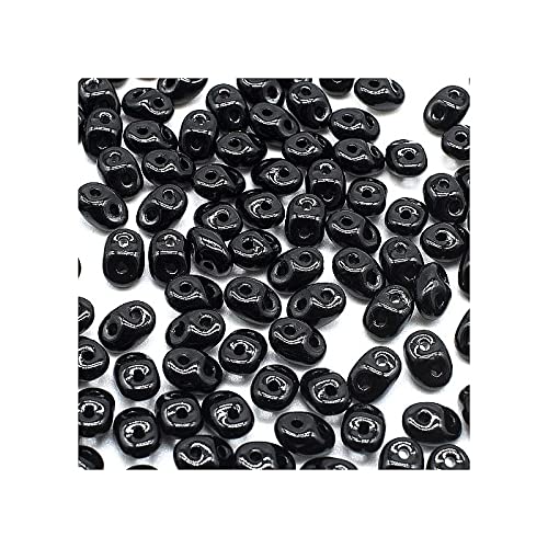 5 g Matubo MiniDuo 2-hole smaller SuperDuo glass beads, 2.5 x 4 mm jet black (Matubo Miniduo 2-Loch kleinerer Superduo-Glasperlen Schwarz) von Bohemia Crystal Valley