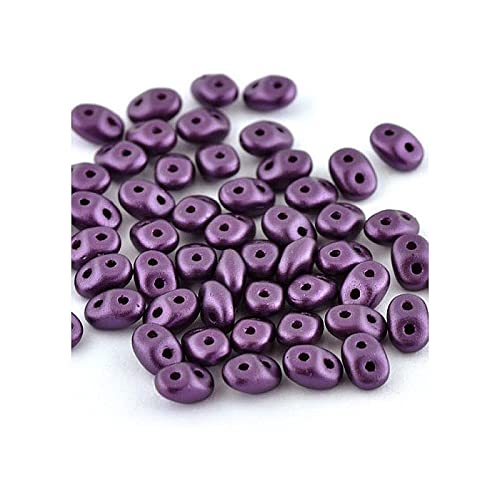 5 g Matubo MiniDuo 2-hole smaller SuperDuo glass beads, 2.5 x 4 mm pastel purple (Matubo Miniduo 2-Loch kleinerer Superduo-Glasperlen Pastell lila) von Bohemia Crystal Valley