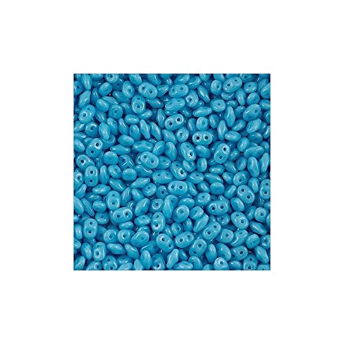 5 g Matubo MiniDuo 2-hole smaller SuperDuo glass beads, 2.5 x 4 mm turquoise blue (Matubo Miniduo 2-Loch kleinerer Superduo-Glasperlen Blauer Türkis) von Bohemia Crystal Valley