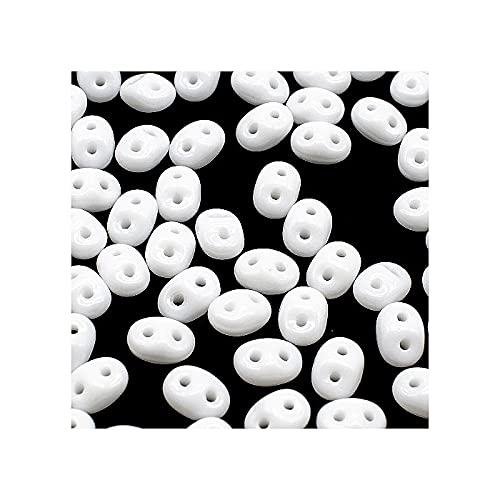 5 g Matubo MiniDuo 2-hole smaller SuperDuo glass beads, 2.5 x 4 mm white (Matubo Miniduo 2-Loch kleinerer Superduo-Glasperlen Weiß) von Bohemia Crystal Valley