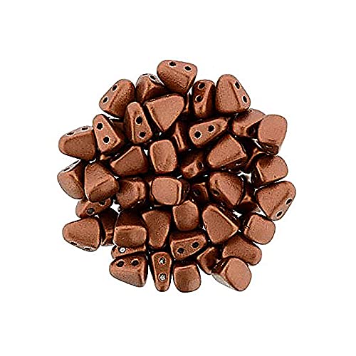 5 g Matubo NIB-BIT 2-hole pyramid glass beads, 6 x 5 mm dark matte metallic copper (Matubo Nib-Bit 2-Loch-Pyramid-Glasperlen Kupfer Matt Metallic.) von Bohemia Crystal Valley