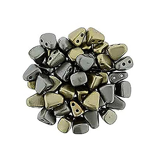 5 g Matubo NIB-BIT 2-hole pyramid glass beads, 6 x 5 mm matte metallic leather (Matubo Nib-Bit 2-Loch-Pyramid-Glasperlen Metallisch) von Bohemia Crystal Valley