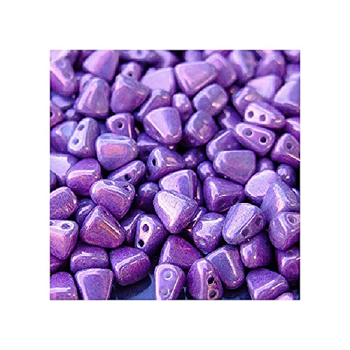 5 g Matubo NIB-BIT 2-hole pyramid glass beads, 6 x 5 mm metallic luster amethyst chalk (Matubo Nib-Bit 2-Loch-Pyramid-Glasperlen Amethyst Violet Glanz.) von Bohemia Crystal Valley
