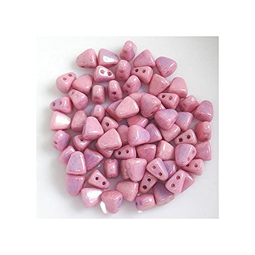 5 g Matubo NIB-BIT 2-hole pyramid glass beads, 6 x 5 mm metallic luster pink (Matubo Nib-Bit 2-Loch-Pyramid-Glasperlen Rosa Glanz.) von Bohemia Crystal Valley