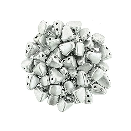 5 g Matubo NIB-BIT 2-hole pyramid glass beads, 6 x 5 mm silver (Matubo Nib-Bit 2-Loch-Pyramid-Glasperlen Silber) von Bohemia Crystal Valley