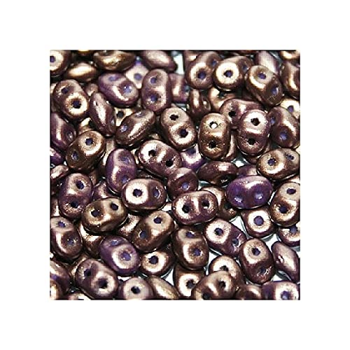 5 g Matubo Superduo 2-hole czech pressed glass beads, 2.5 x 5 mm gold shine dark purple (Matubo Superduo 2-Loch Tscheche Glasperlen Dunkelviolett) von Bohemia Crystal Valley