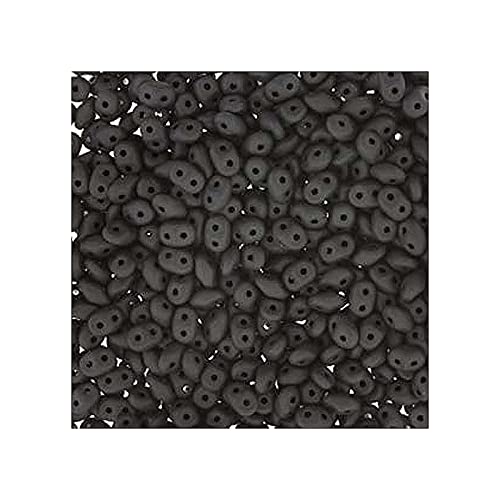 5 g Matubo Superduo 2-hole czech pressed glass beads, 2.5 x 5 mm matte black (Matubo Superduo 2-Loch Tscheche Glasperlen Schwarz matt) von Bohemia Crystal Valley