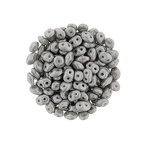5 g Matubo Superduo 2-hole czech pressed glass beads, 2.5 x 5 mm opaque gray luster (Matubo Superduo 2-Loch Tscheche Glasperlen Opaque grauer Glanz.) von Bohemia Crystal Valley