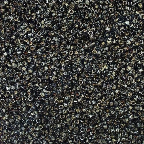 5 g Miyuki DELICA Seed Beads Rocailles, size 11/0, Black Picasso (# DB2261), Japan, Glass von Bohemia Crystal Valley