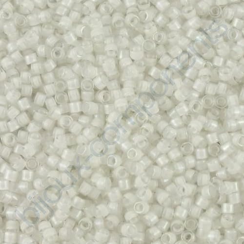 5 g Miyuki DELICA Seed Beads Rocailles, size 11/0, Inside Dyed White Ab (# DB0066), Japan, Glass von Bohemia Crystal Valley