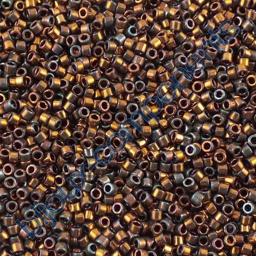 5 g Miyuki DELICA Seed Beads Rocailles, size 11/0, Metallic Dark Copper Iris (# DB1002), Japan, Glass von Bohemia Crystal Valley