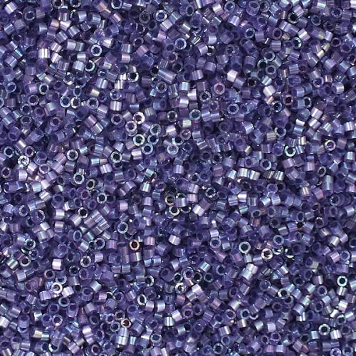 5 g Miyuki DELICA Seed Beads Rocailles, size 11/0, Silk Inside Dyed Dark Orchid Ab (# DB1881), Japan, Glass von Bohemia Crystal Valley