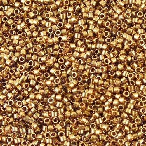 5 g Miyuki DELICA Seed Beads Rocailles, size 11/0, Transp Lt Topaz Gold Luster (# DB0115), Japan, Glass von Bohemia Crystal Valley