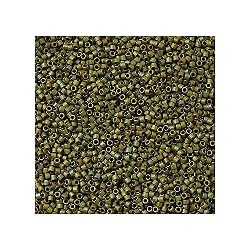 5 g Miyuki Delica Rocailles Seed Beads, 11/0 (1.6 mm) Matte Metallic Lt. Yellow Green AB (Miyuki Delica Rocailles Samenperlen Gelbgrün AB) von Bohemia Crystal Valley