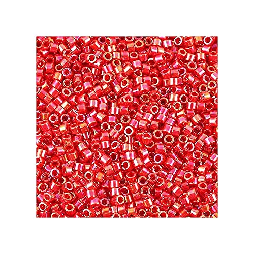 5 g Miyuki Delica Rocailles Seed Beads, 11/0 (1.6 mm) Opaque Red AB (Miyuki Delica Rocailles Samenperlen Opaque rot ab) von Bohemia Crystal Valley