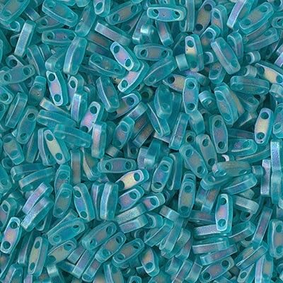 5 g Miyuki Quater Tila Japaneese Glass Beads 2-hole 5 x 1.2 mm Trans Rainbow Frosted Teal 2405FR von Bohemia Crystal Valley