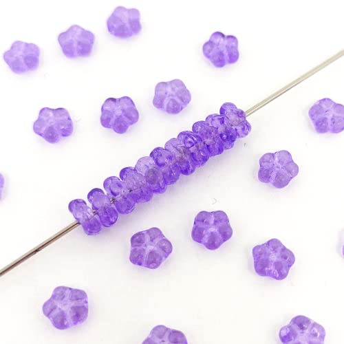 5 g PRECIOSA glass beads forget-me-not flower, 5 mm Crystal Violet Solgel (Preciosa Glasperlen Vergiss-me-nicht-Blume lila) von Bohemia Crystal Valley