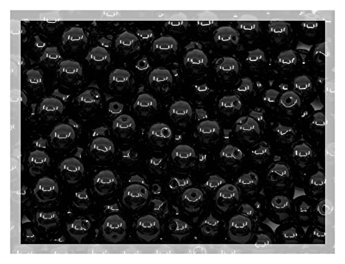 50 Gramm (ca. 160 stk) 6 mm runde gepresste tschechische Glasperlen druk Jet Black Schwarz, Perlen zum Auffädeln, Großpackung von Bohemia Crystal Valley