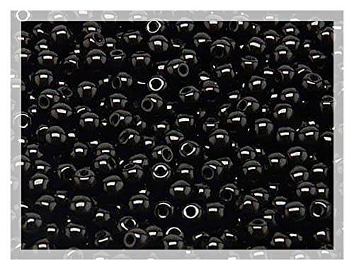 50 Gramm (ca. 650 stk) 4 mm runde gepresste tschechische Glasperlen druk Jet Black Schwarz, kleine Perlen zum Auffädeln, Großpackung von Bohemia Crystal Valley