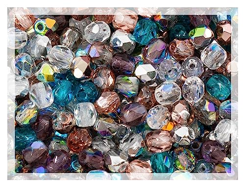 ca 600 pcs (50g) Faceted Fire Polished Round Glass Beads 4mm (0.16in), Czech Republic Bohemian Glass Transparent Mix von Bohemia Crystal Valley