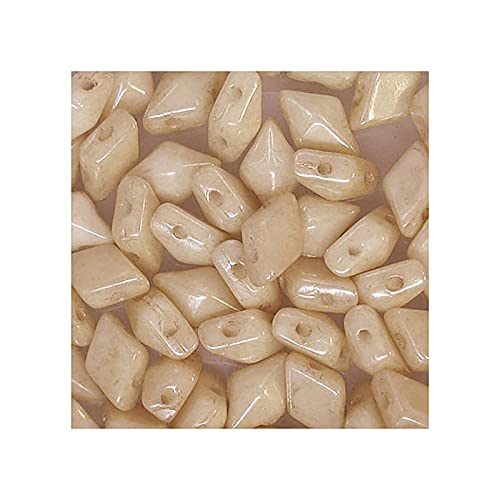 50 g DIAMONDUO glass two-hole beads rhombus gemduo, 5 x 8 mm Beige (Diamonduo-Glas Zwei-Loch-Perlen Rhombus GEMDUO Beige) von Bohemia Crystal Valley