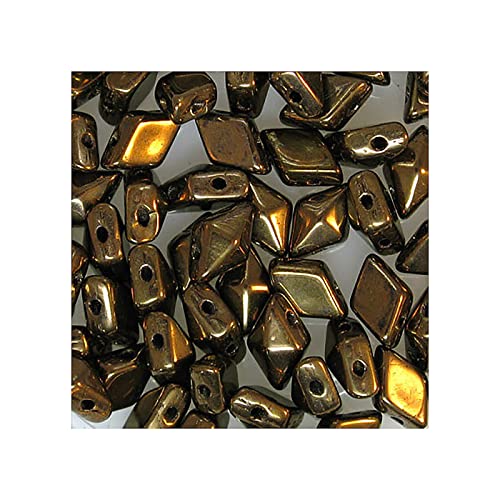50 g DIAMONDUO glass two-hole beads rhombus gemduo, 5 x 8 mm Bronze (Diamonduo-Glas Zwei-Loch-Perlen Rhombus GEMDUO Bronze) von Bohemia Crystal Valley