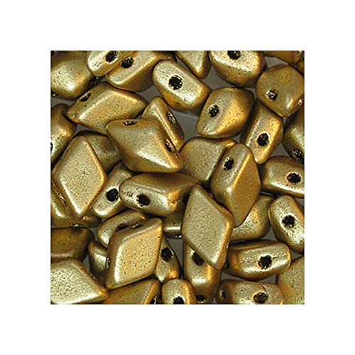 50 g DIAMONDUO glass two-hole beads rhombus gemduo, 5 x 8 mm Gold Matt (Diamonduo-Glas Zwei-Loch-Perlen Rhombus GEMDUO Goldmatte) von Bohemia Crystal Valley