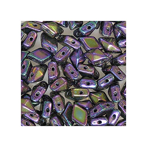 50 g DIAMONDUO glass two-hole beads rhombus gemduo, 5 x 8 mm Purple Iris (Diamonduo-Glas Zwei-Loch-Perlen Rhombus GEMDUO Lila Iris) von Bohemia Crystal Valley