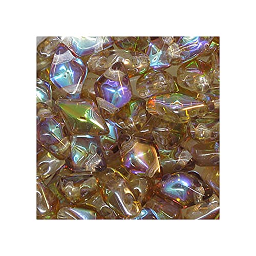 50 g DIAMONDUO glass two-hole beads rhombus gemduo, 5 x 8 mm Topaz Coatings (Diamonduo-Glas Zwei-Loch-Perlen Rhombus GEMDUO Topas) von Bohemia Crystal Valley