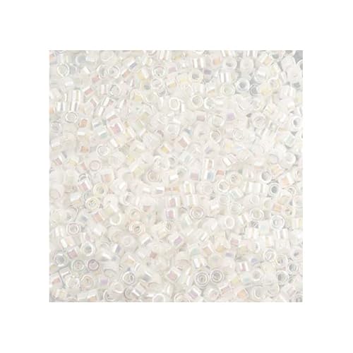 50 g Miyuki Delica Rocailles Seed Beads, 11/0 (1.6 mm) OPAQUE WHITE AB (DB0202) (Miyuki Delica Rocailles Samenperlen Undurchsichtiges weißes AB) von Bohemia Crystal Valley