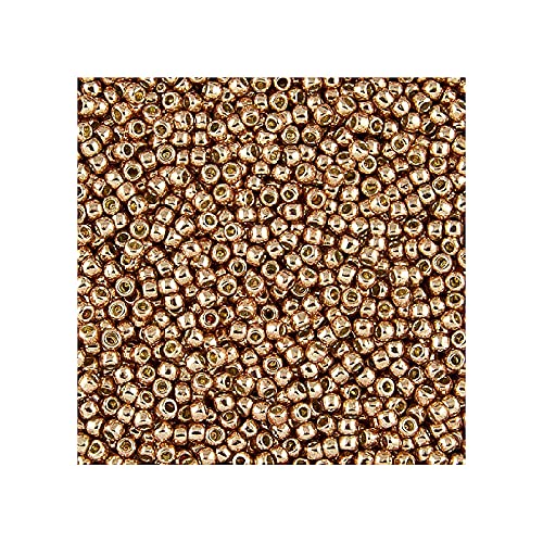 50 g TOHO Round Seed Beads Rocailles, size 15/0, Permanent Finish Galvanized Rose Gold (# PF551), Japan, Glass von Bohemia Crystal Valley