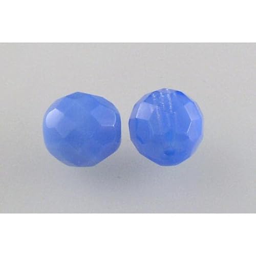 50pcs Feuerpolierte facettierte Perlen rund 12 mm, Opalblau (31000), Böhmisches Kristall Glas, Tschechien 15119001 Großhandlespackung Fire Polished Faceted Beads Round von Bohemia Crystal Valley