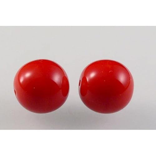 50pcs Runde gepresste Perlen 12 mm, Undurchsichtig rot (93200), Böhmisches Kristall Glas, Tschechien 11119001 Großhandlespackung Round Pressed Beads von Bohemia Crystal Valley