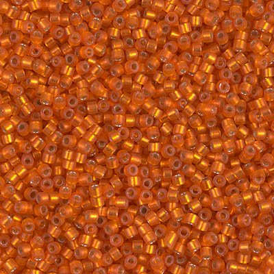 5g MIYUKI Delica Rocailles Seed Beads, 11/0 x 11/0 mm, Silver Lined Orange Half Matt Dyed (DB0682), Glass, Japan von Bohemia Crystal Valley