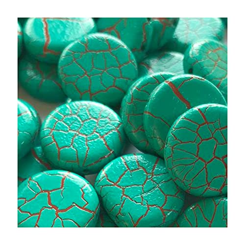 6 stk Czech pressed glass beads - 2-hole coin, 14 mm turquoise (Tschechische gepresste Glasperlen - 2-Loch-Münze Türkis) von Bohemia Crystal Valley