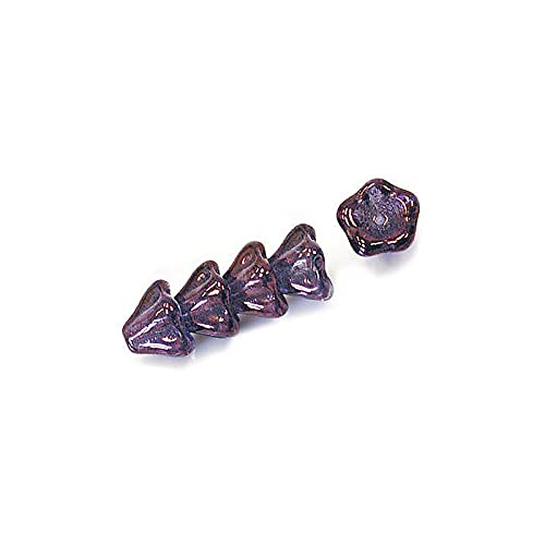 6 stk Flower Bell Bohemia glass beads, 11 x 13 mm Purple (Blume Bell Bohemia Glasperlen Violett) von Bohemia Crystal Valley